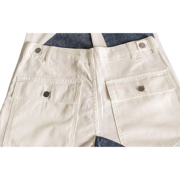 SALE Free People x Sandrine Rose Jeans Pants Denim White Patchwork Ankle Sz 28 - Picture 7 of 8